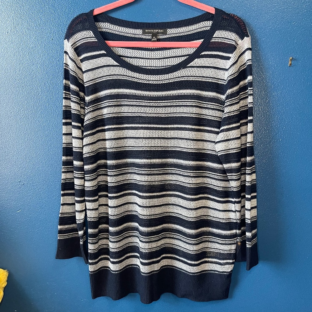 Scoop Neck Lightweight Striped Sweater